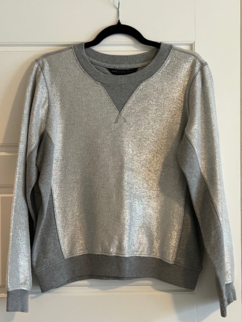 Marc by Marc Jacobs Metallic Silver Sweatshirt Foil Crewneck Pullover Size M